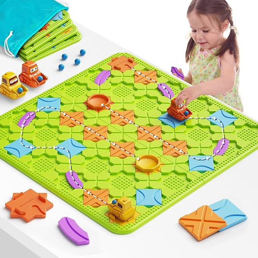 Logical Road Builder Puzzle Games, STEM Learning Toys for Kids Ages 3-8, Montessori Preschool Educational Toys for Fine Motor Skills, Creative Construction Gifts, 200+ Routes & Storage Bag Included