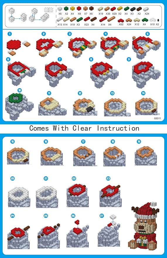 Christmas Building Blocks Compatible for Lego Christmas Reindeer Micro Blocks Stacking New Toys Holiday Present Box New Year Gifts for Kids 6-12 Years Old Boys and Girls (Reindeer)