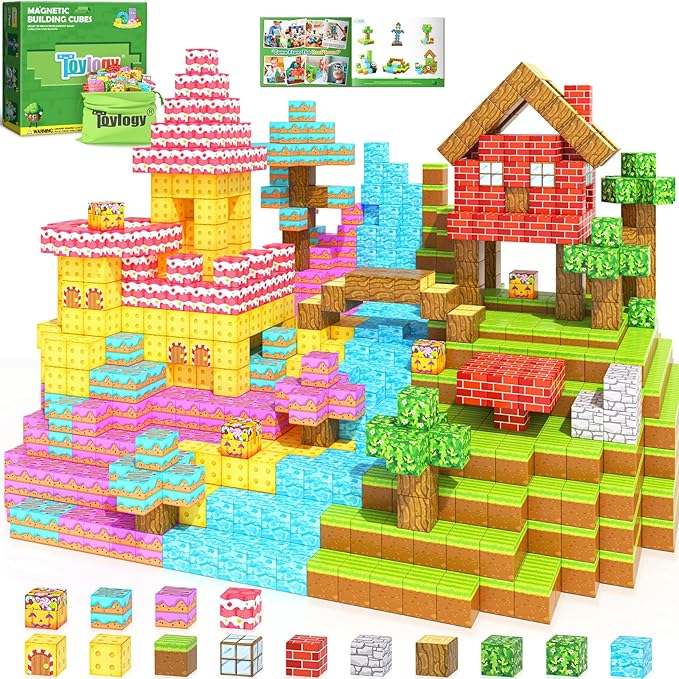 200PCS Magnetic Blocks-Build Mine Magnet World Forest Candy Set Magnetic Tiles Cubes Toddler Kids Games Toys, Building Blocks Learning Outdoor Toys for 3 4 5 6 7 8 Years Old Boys & Girls