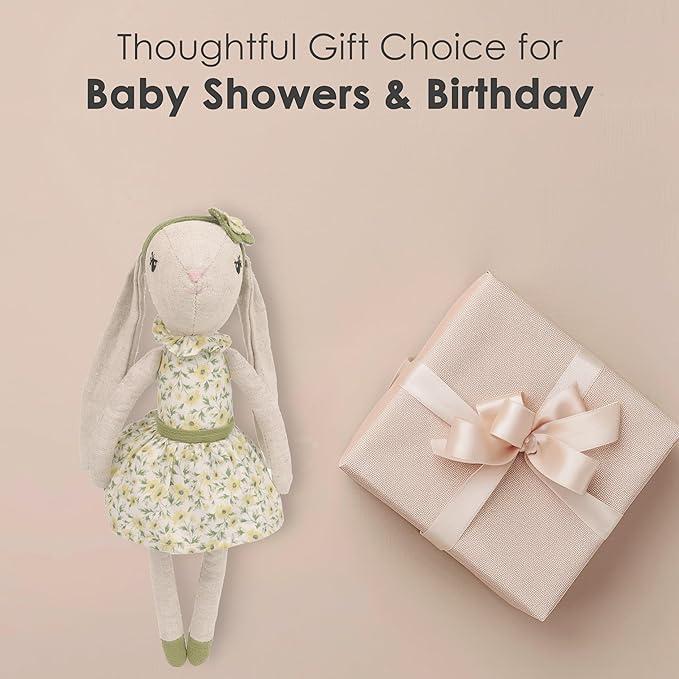 MON AMI Daisy The Bunny Stuffed Animal Doll – 13”, Rabbit Plush Animal Doll, Use as Toy or Room Decor, Great Easter for Kids of All Ages