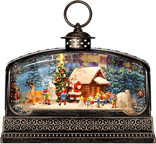Christmas Snow Globe Christmas Decorations for Home Santa Claus Gnome Polar Bear Reindeer Christmas Tree Snowman House with Timer Music