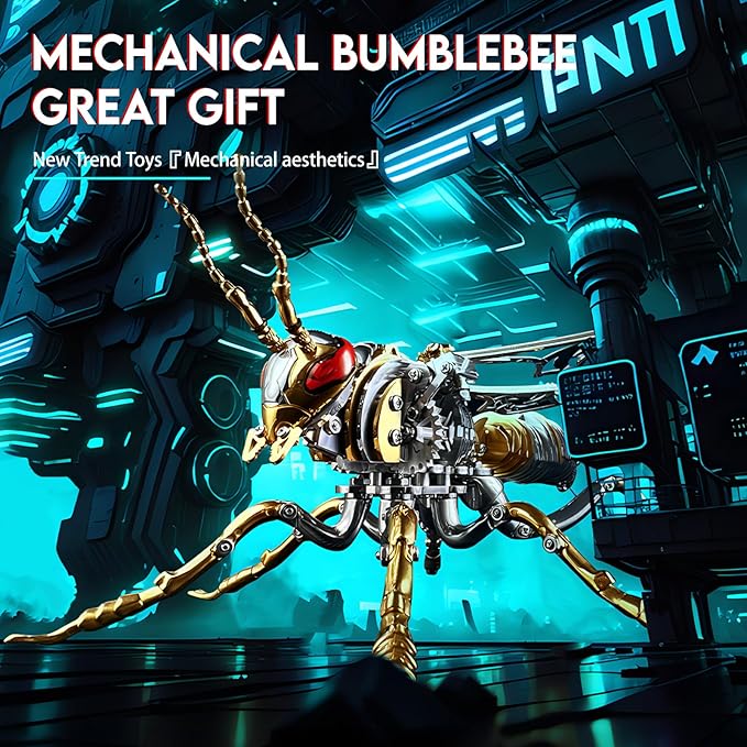 3D Metal Puzzles, Metal Model Kits for Adults Wasp Mechanical,Steel 3D Puzzle Stainless Steel Ornaments for Adults DIY Gifts for Men Women Art Craft Gifts Toys(Gold).