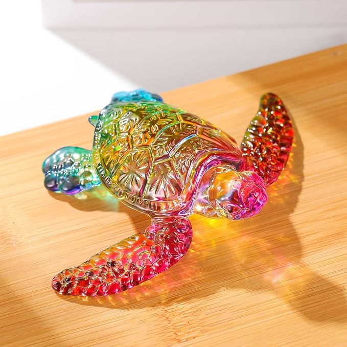 Movdyka Crystal Sea Turtle Decor Gifts for Women, Sea Turtles Statue Blown Art Glass Animals Sculpture Collection Figurine Home Decor, Paperweight Birthday Present for Best Frien