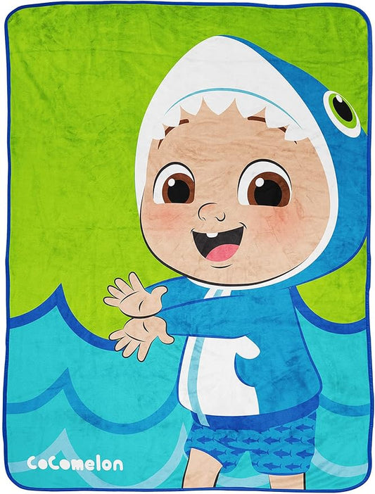 Jay Franco Cocomelon JJ Baby Shark Kid's Plush Throw Blanket - 46" x 60" Soft Fleece Blanket for Toddlers, Cozy, Fade Resistant