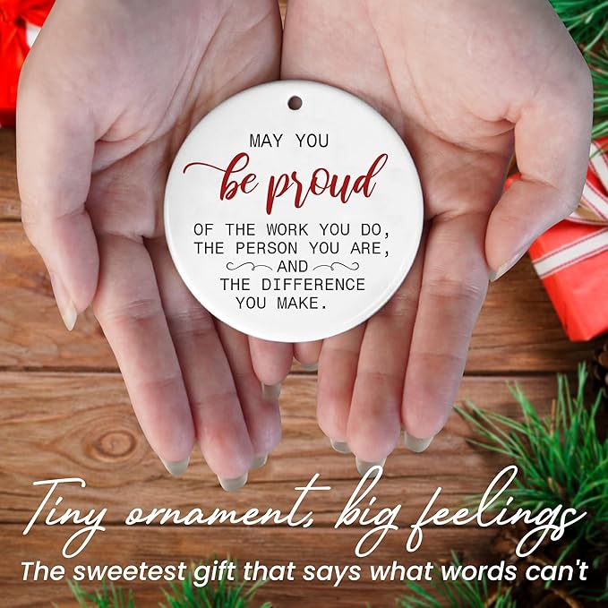 OASSIE Christmas Employee Appreciation Gifts for Coworkers - Ceramic Christmas Ornaments 2025 for Tree Decorations - Inspirational Gifts for Women Boss Lady Teachers, Retirement Gift for Woman