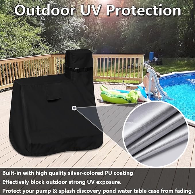 Kids Water Table Cover for Step2 Pump & Splash Discovery Pond Water Table, Outdoor UV, Fade-Resistant, Wind and Dust Protection Toddlers Water Sensory Activity Pool Cover (Black)