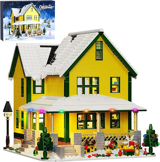 Christmas House Building Set with Light, Story Movie Snow House Blocks Toy, Compatible with Lego Christmas Village House Kit, Christmas for Boys Girls, Ages 8+ (1367 PCS)