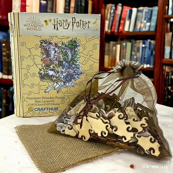 CRAFTHUB Harry Potter Puzzle – Utilitarian Romance – A3 Size – Wooden Jigsaw Puzzles for Adults – 160 Unique Shaped Pieces – Officially Licensed Merchandise – 10.9" x 13"