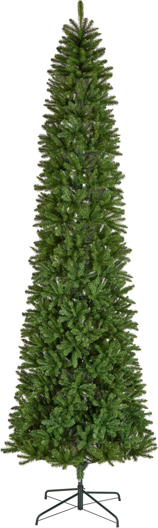 National Tree Company 12 ft Unlit Kingswood Fir Slim Artificial Christmas Tree, 2,583 Tips, Includes Stand, Green