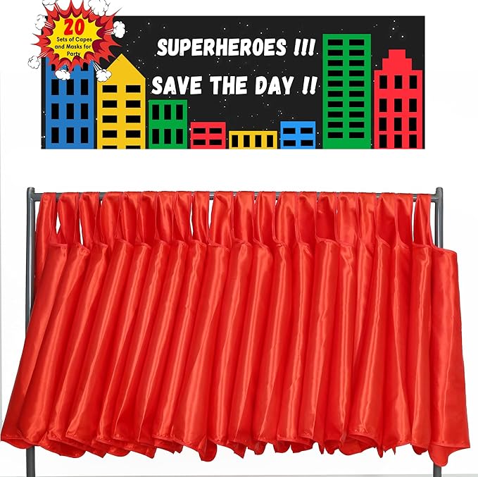 D.Q.Z Superhero-Capes for Kids 20 Sets, Group Super Hero Costume Toys for 3-10 Boys Girls Halloween Birthday Gifts