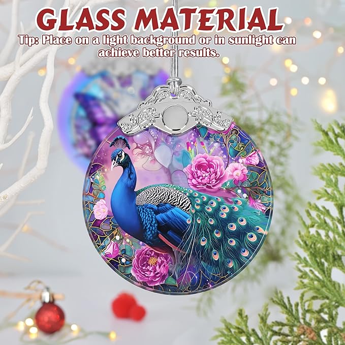 Peacock Ornament, Christmas Ornaments, Christmas Decorations for Tree, Stained Glass Ornament, Heirloom Keepsake, Gift Exchange, Gift Ideas, Bauble Present