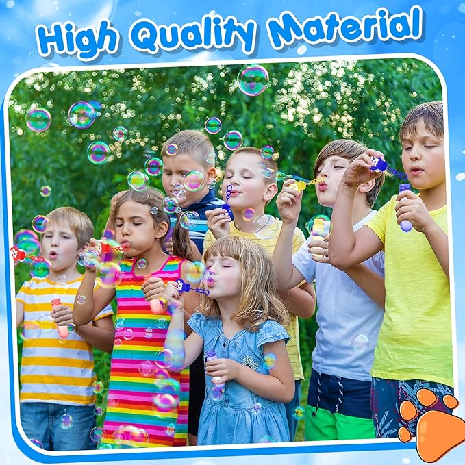 24 Pcs Dog Paw Bubble Wands Mini Bubble Party Favor Toys for Kids Toddlers Christmas Birthday Goody Bag Stuffer Filler Classroom Reward Gifts