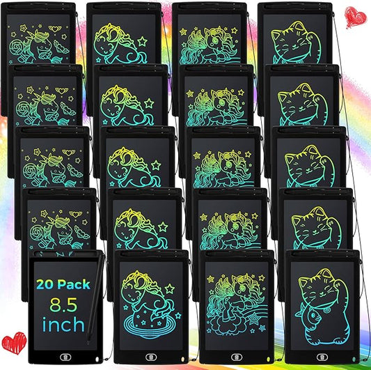 Zhehao 20 Pack LCD Writing Board for Kids, 8.5 Inches Doodle Reusable Screen Drawing Pad Erasable Painting Pads Educational Toy for 3-8 Years(Black)