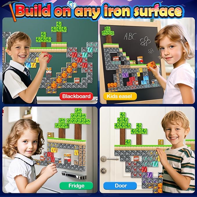 100PCS Magnetic Blocks Building Toys, Gem Cave Adventure Building Craft, Learning Sensory Toys for Boys Girls Age 3-12, Game Gift for Kids Little Gamers