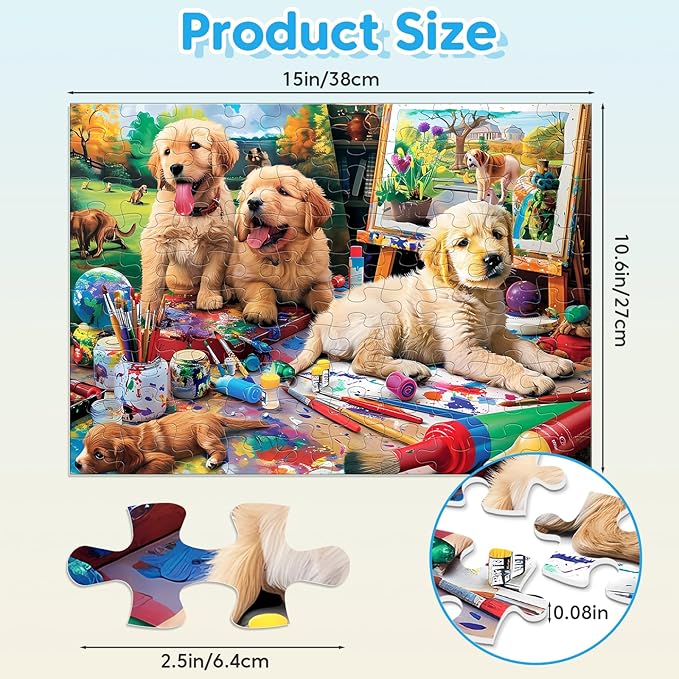 100 Piece Puzzles for Kids Ages 4-6 - Cats & Dogs Party Jigsaw Puzzles - Cute Puzzles for Kids Ages 8-10 Kids Puzzles Ages 5-8 Educational Search & Find Toy Preschool Puzzles 4-Pack 15"x11"