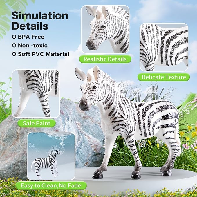 41Pcs Safari Animals Figures Toys–Realistic Jumbo Wild Animals Figurines Plastic African Jungle Animals Playset–Lion,Tiger,Eggs,Trees & Fences–Educational Toys for Kids and Toddlers 3+