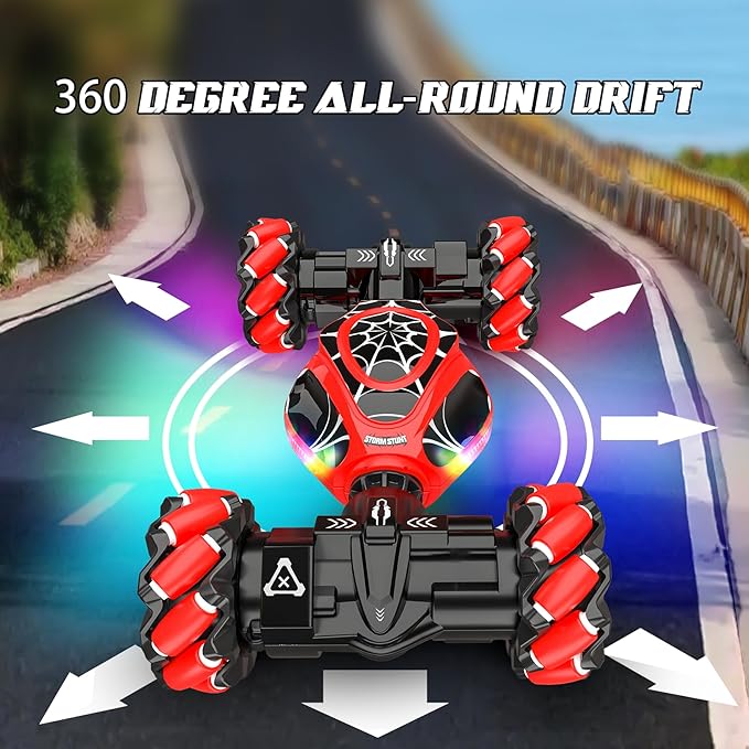 Spider Gesture Rc Car Hand Controlled Stunt Car, 4WD Drift Twist Off-Road Vehicle with Light Music, Birthday Xmas Gifts Suitable for 6-12 Year Boys and Girls