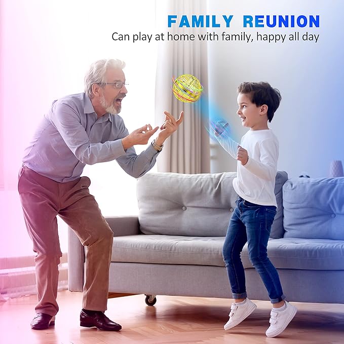 LEMATRIX 2025 Flying Orb Ball Toy, Hover Ball Boomerang Fly Fidget Spinner, Cool Toys Gifts for 6 7 8 9 10 11 12+ Years Old boy Girls Teens, Hand Mini Drone Cosmic Globe , Indoor Outdoor Toys(Golden)