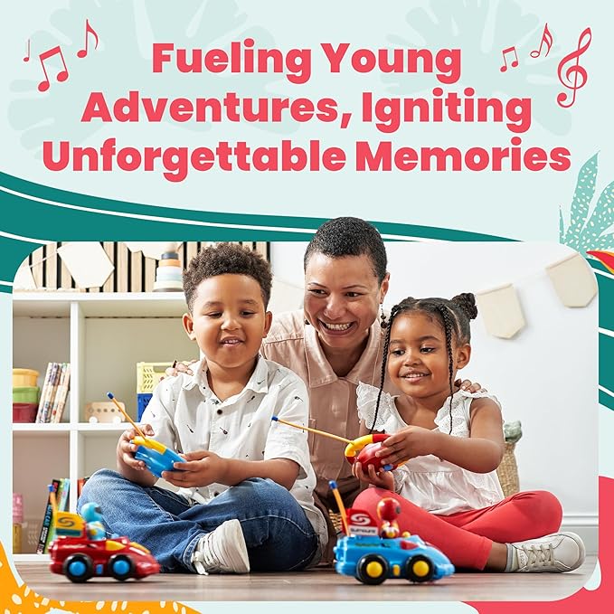 OMBU 2pk Remote Control Car for Kids - Toddler Toys 3-4, Remote Control Car for Toddlers 1-3 with Music and LED Lights, Gifts for 3 Year Old Boys - for 18+ Months