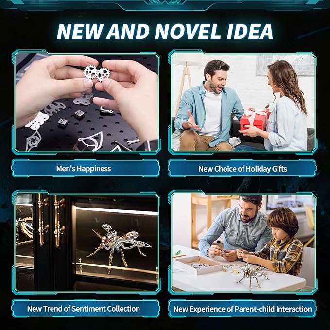 3D Puzzles for Adults, Metal Model Kit Wasp Mechanical Puzzle for Adults/Teens, DIY Creative Craft Gifts Kits Difficult Assembled 3D Puzzle for Family Time, Home Decor (Gold)