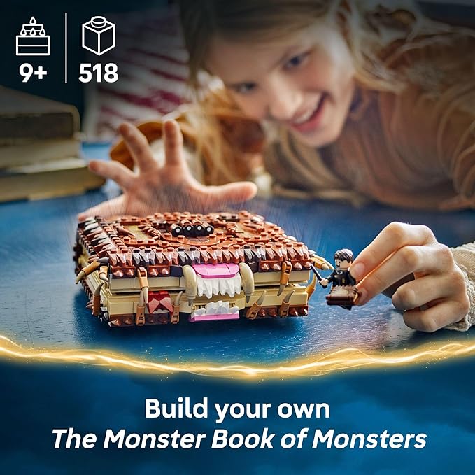 LEGO Harry Potter Chomping Monster Book of Monsters Kids Toy - Pretend Play Set for Boys and Girls, Ages 9+ - Collectible Neville Longbottom Minifigure- Gift Idea for Birthdays and Book Lovers - 76449