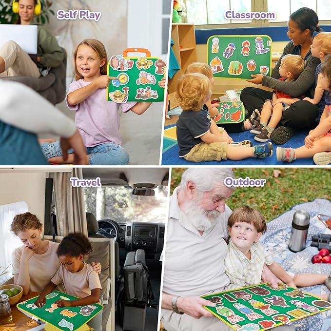 CHEFAN 12 Pack Felt Board Stories Set,Fairy-Tales Flannel Board Stories with a Foldable Board for Preschool Activities,Included Three Little Pigs,Little Red Riding Hood and The Mitten