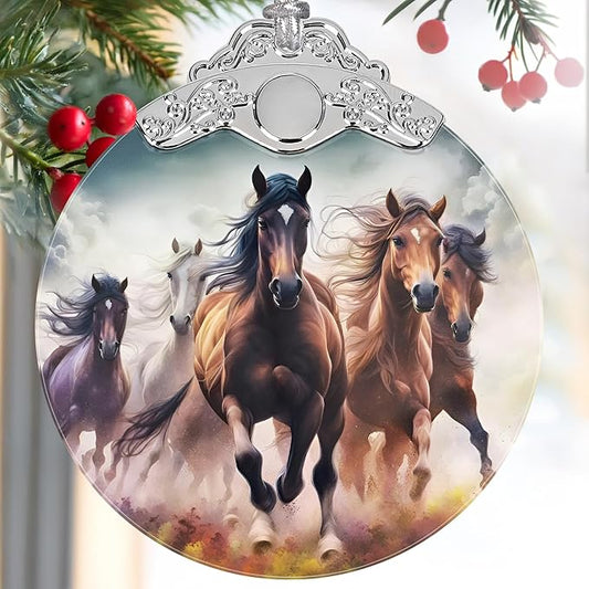 2025 Ornaments for Christmas Tree - Stained Glass, Holiday & Christmas Tree Decoration Gift Ideas - Horse Theme