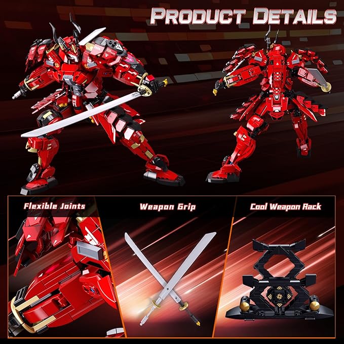 Mech Building Sets, Kafei Samurai Warrior Building Toys with Double Swords, Collectible Gift for Adults Man and Teens Boys, Compatible with Lego Mech Set, 923 PCS