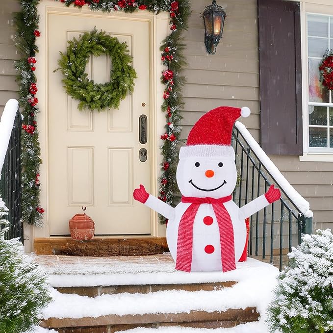 Christmas Standing Lighted Snowman Decoration, Battery Operated Light-Up Christmas Decorations for porches, lawns, Yards, Indoor and Outdoor (2.75ft)