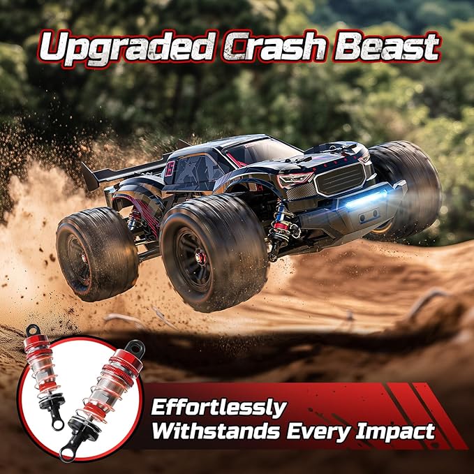 DEERC 1:14 Fast Brushless RC Car for Adults, Max 46+ mph Off-Road Truck, 2 * 3S Lipo 4WD Waterproof, High Speed Remote Control Car, All Terrain RC Truggy for Snow, Sand & Mud