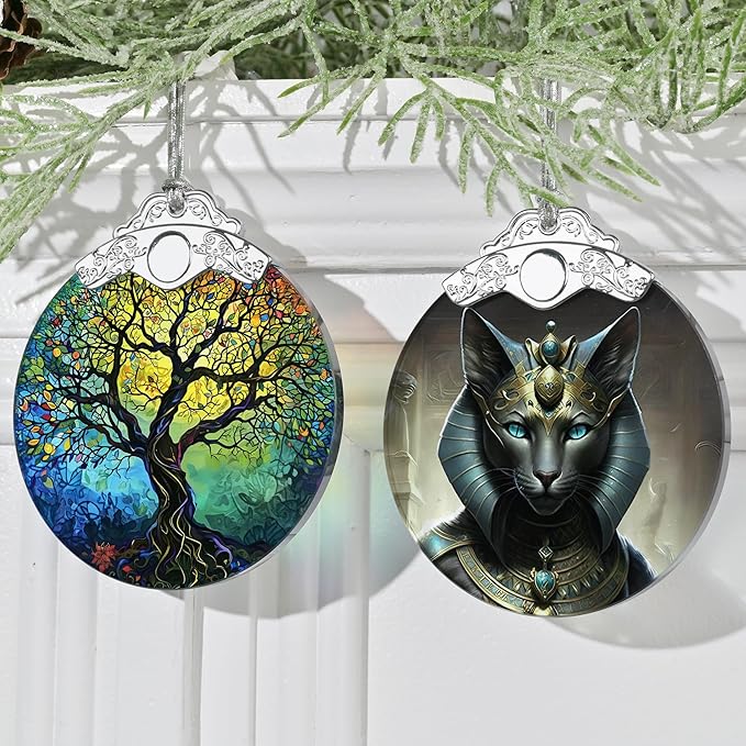 3" Stained Glass Christmas Decoration, Christmas Ornaments, Heirloom Keepsake, Gift Exchange, Gift Idea, Bauble Present - Tree of Life