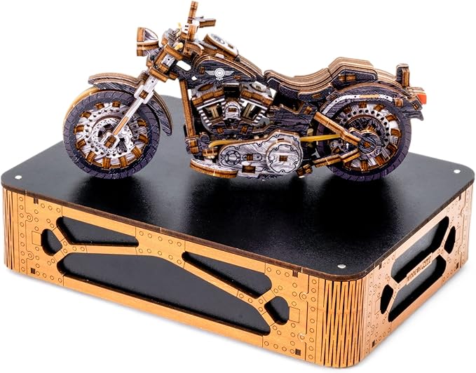 WOODEN.CITY Cruiser V‑Twin LE Mechanical Motorcycle Model Kit, 3D Puzzles for Adults – Motorcycle Puzzle for Adults and Teens; Build a Wooden Bike and Enjoy a Unique Gift