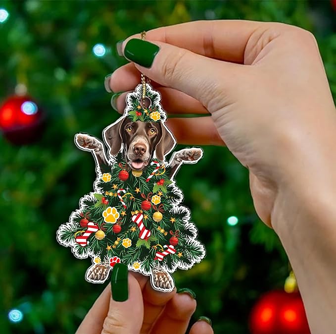 2025 German Shorthaired Pointer Dog Christmas Ornament - German Shorthaired Pointer Dog Dressed as a Christmas Tree - Fun and Festive Acrylic Decoration