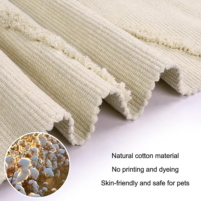 OJIA Boho Area Rug 4' X 6' Tufted Cotton Living Room Rug Hand Woven Machine Washable Rugs Farmhouse Tribal Sun Rug Floor Carpet Accent Rugs for Bedroom Nursery Room Dining Room