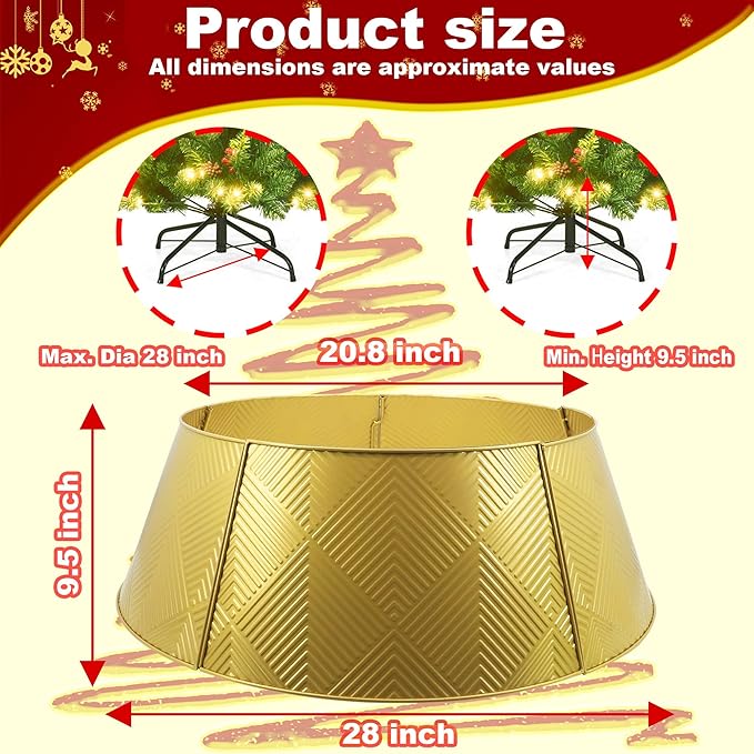Metal Christmas Tree Collar 28 inch,Voumsil Christmas Tree Ring Collar Stand Cover Real Artificial Trees Indoor Outdoor Decoration