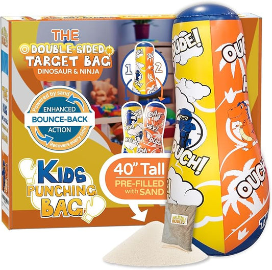 INFLATABLE DUDES Target Bags -Kids Punching Bag | Already Filled with Sand| Bop Bag | Premium Inflatable Toy | Punching Bag for Kids | Enhanced Bounce-Back Action! | Indoor Outdoor -Party Games