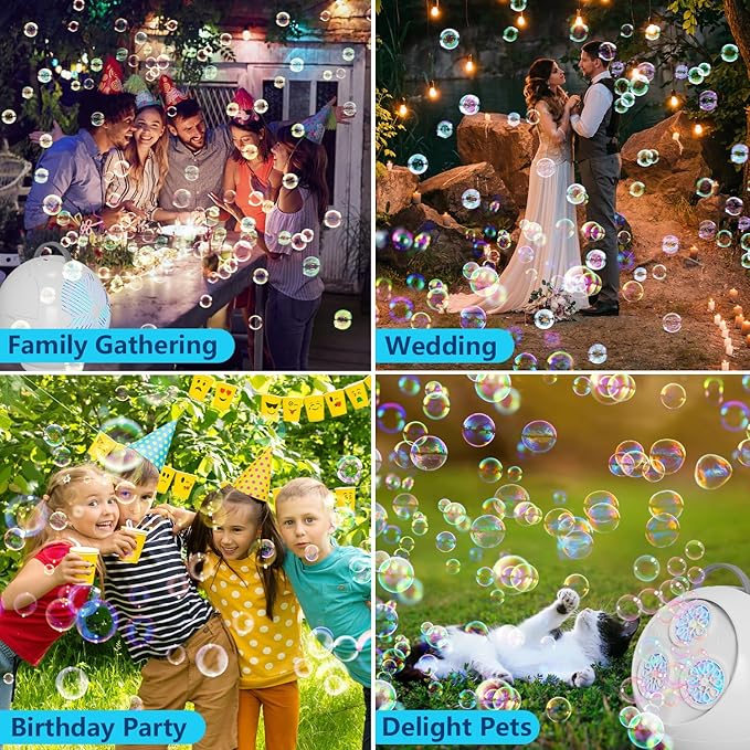 Bubble Machine for Kids Toddlers,45°/360° Auto Rotatable Spherical Bubble Maker Toy with LED Light,Rechargeable Bubble Blower for 3 4 5 Year Old,Wedding Party Easter Birthday Gifts (Spherical White)