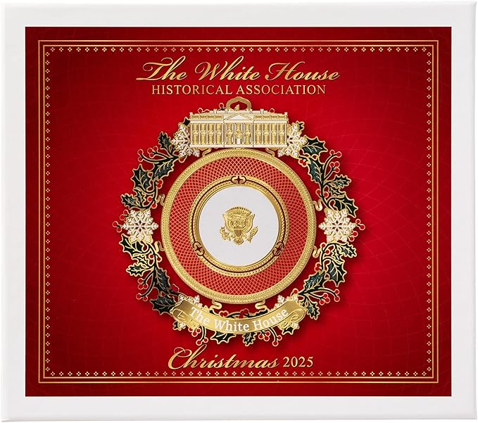Official 2025 White House Christmas Ornament – Honors 150 Years of White House State Dinners, 24k Gold-Finished Brass, Includes Ribbon & Booklet, Collectible Gift in Keepsake Box, Made in USA