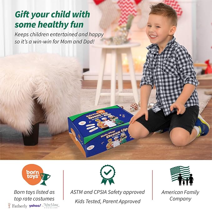 Born Toys Kids Dress Up Costumes for Toddlers - Washable Play Outfits for Boys & Girls, Ages 3-7 (Worker, Chef, Gardener)
