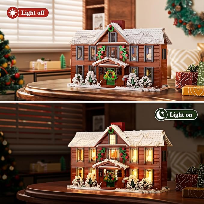 Little Women House Building Set with LED Light, Christmas Holiday Winter Snow House Kit, Compatible with Lego House Building Blocks Model Toys, Christmas or Festival Gifts (1445 PCS)