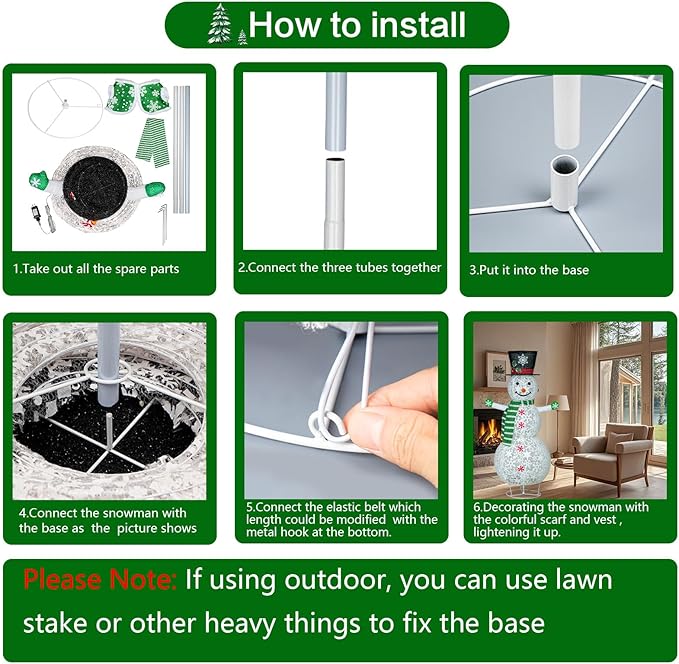 Lighted Snowman Christmas Decorations, 4.1FT Large Collapsible Outdoor Snowman with Green Scarf and Vest, Pop Up Snowman for Indoor/Outside Yard Xmas Lawn Decor