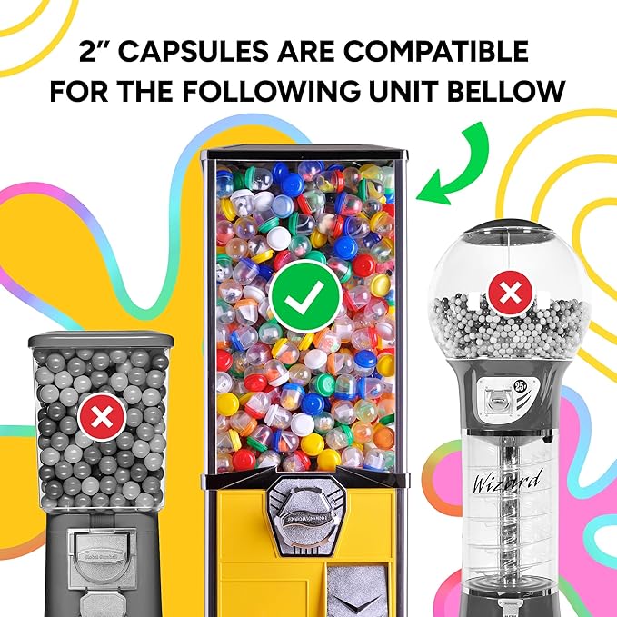 Capsule Vending Machine Translucent Round Capsules Empty 100 pcs 2 inch - Gumball Machine Capsules Bulk Party Favors Containers - Easter Basket Stuffers Gifts Pinata Stuffers DIY Craft Supplies