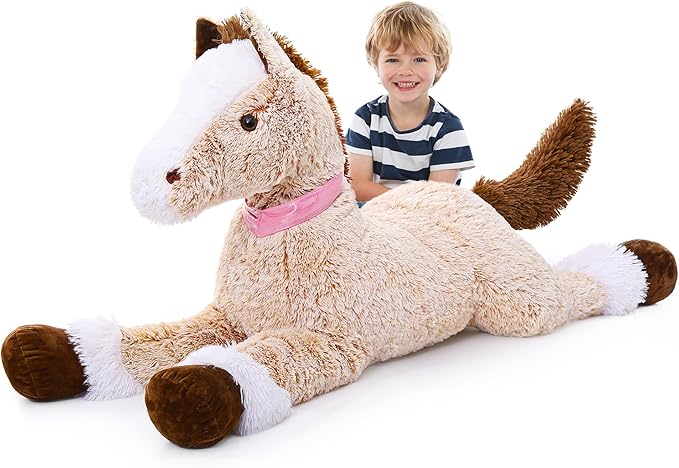 MaoGoLan Large Horse Plush Stuffed Animal, Big Horse Pillow Plush Toy, Ridable Huge Stuffed Pony, Giant Horse Plush Pillow for Kids 47 inches