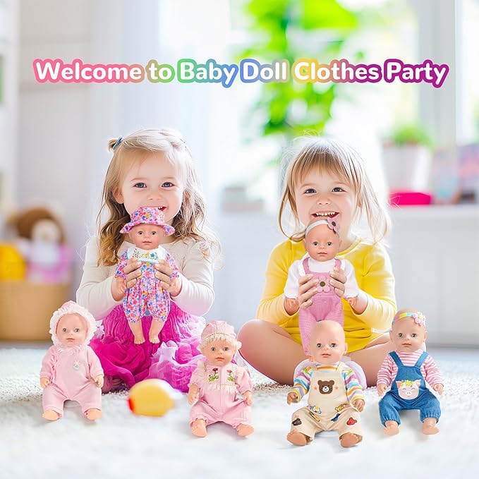 6 Sets 14-16 Inch Baby Doll Accessories & Clothes - Dress Outfits Headbands Accessories fits New Born 43cm Doll, 15 inch Baby Doll