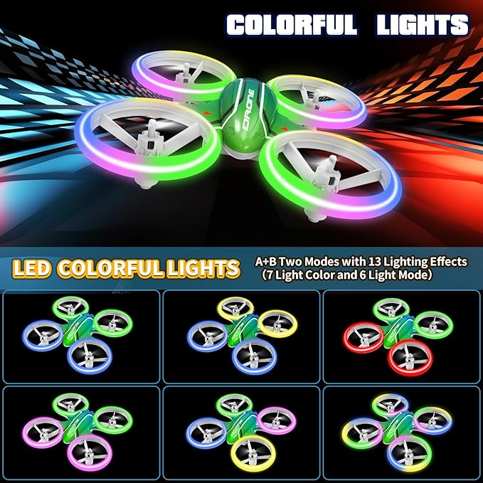 Drones for Kids and Beginners Mini RC Drone Quadcopter,Headless Mode,360° Flips,3 Speed ModesBlue & Green Lights, Propeller Protection,Indoor Outdoor Mini Quadcopter Toy Birthday Gift for Boys Girls