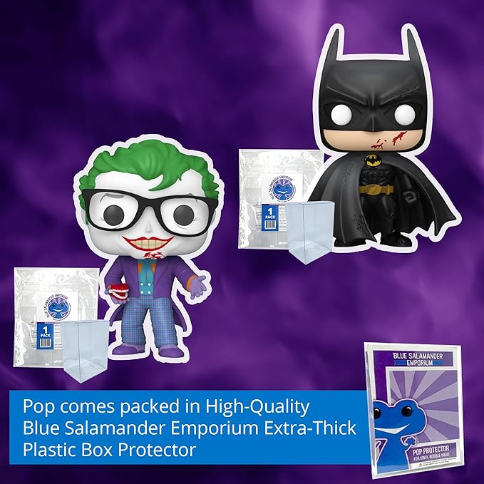 Blue Salamander Emporium Plastic Protector Cases Bundled with Batman 85th Anniversary The Joker with Teeth #517 and Batman Bloody #518 Vinyl Figures
