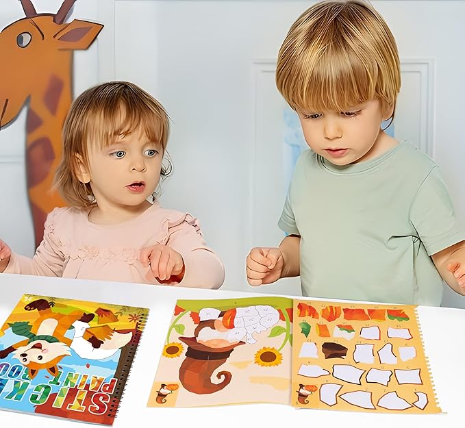 90shine 2PCS Fall Crafts for Kids Sticker Books Ages 4-8 Autumn Thanksgiving Themed Designs Party Gift Create 22 Pictures