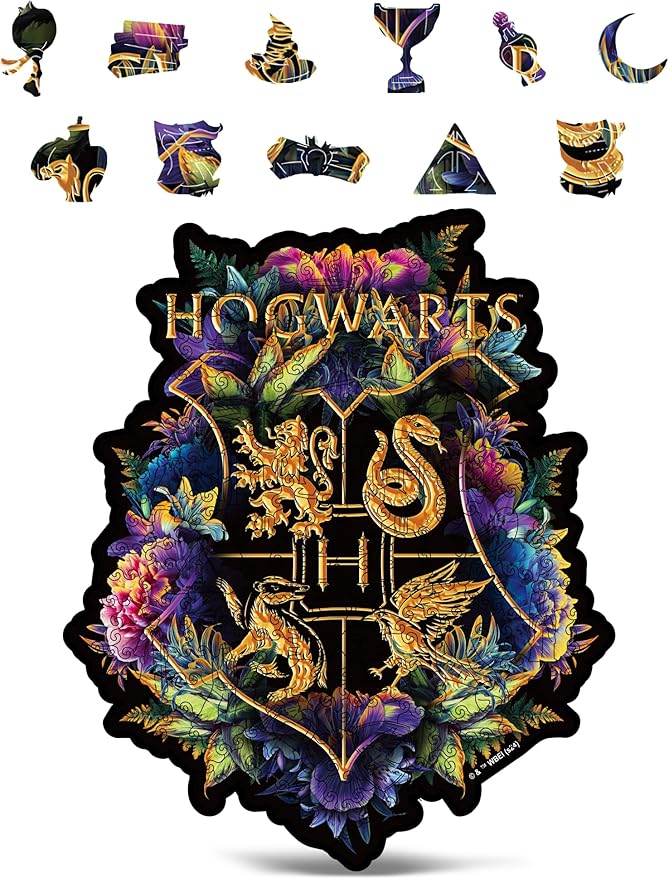 CRAFTHUB Harry Potter Puzzle – A2 Hogwarts Crest – Fine Oddities – Wooden Jigsaw Puzzles for Adults – 349 Unique Shaped Pieces – Officially Licensed Merchandise – 15.3" x 18.5"