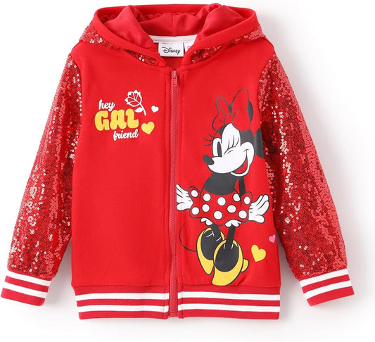 Disney Frozen Elsa Stitch Minnie Mouse Toddler Girl Jacket Sequin Zipper Hoodie Sweatshirt Coat Birthday Clothes 3-13 Years
