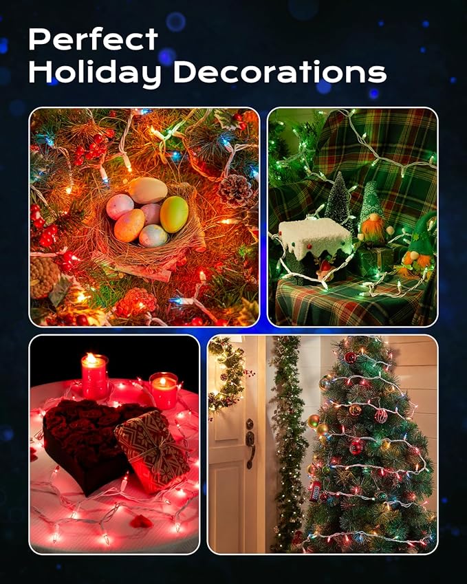 Brightown Blue Christmas Mini String Lights, 100-Count 26.5ft Incandescent Bulb Halloween Fairy Lights for Indoor Holiday Decor, Christmas Tree Garland Wedding Party Multi-Use Decoration, White Wire